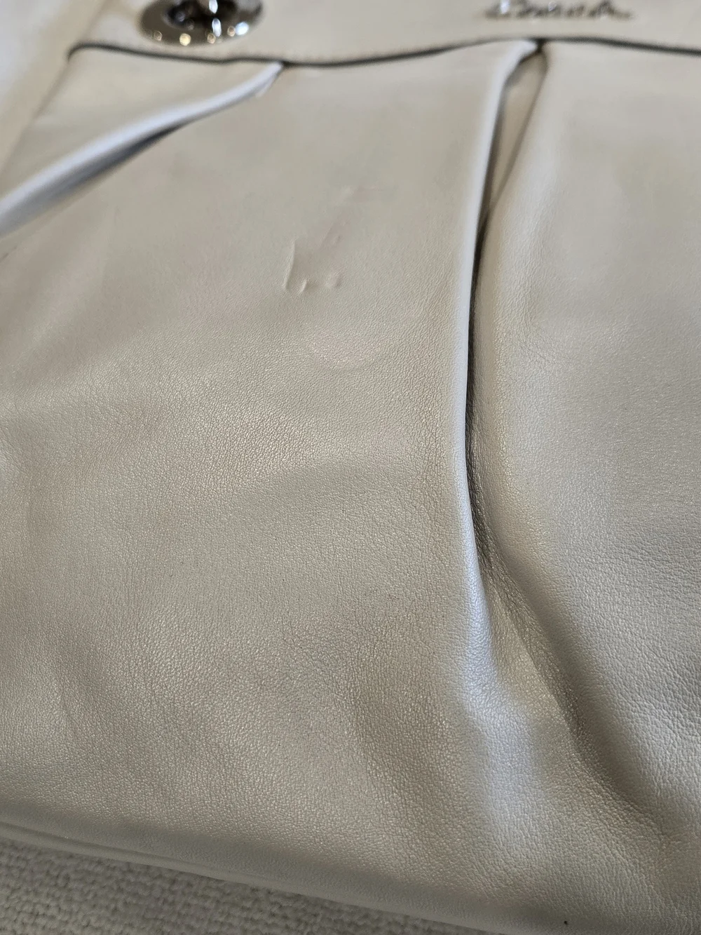 Coach Cream Leather Shoulder Bag with Silver Hardware